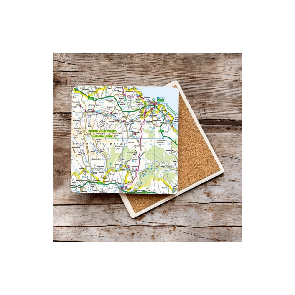 Produktbild för OS Map Ceramic Single Coaster - North York Moors National Park