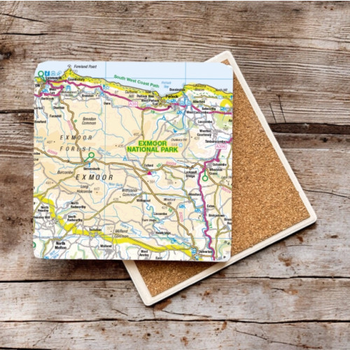 The Sugar Shed OS Map Ceramic Single Coaster - Exmoor National Park