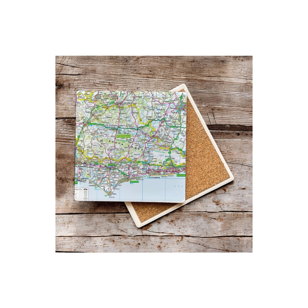 Produktbild för OS Map Ceramic Single Coaster - South Downs National Park