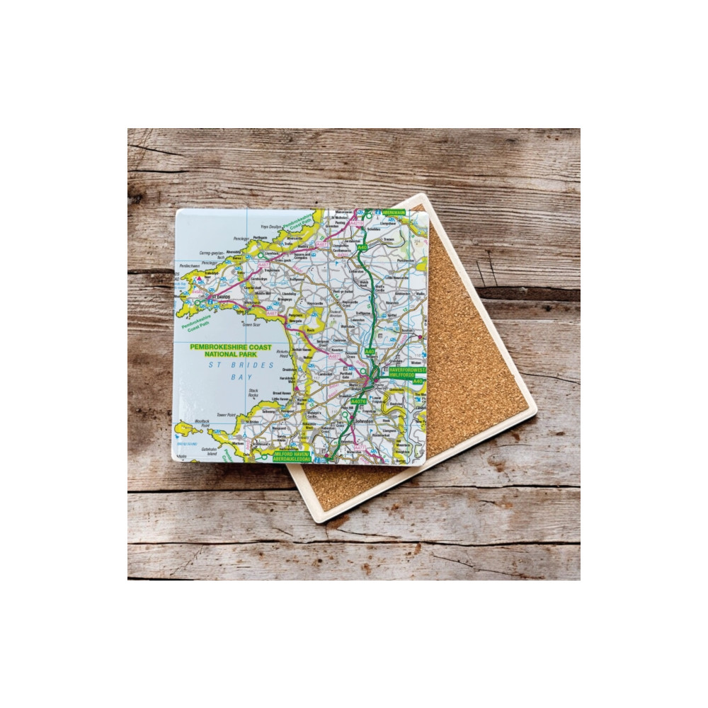 Produktbild för OS Map Ceramic Single Coaster - Pembrokeshire Coast National Park