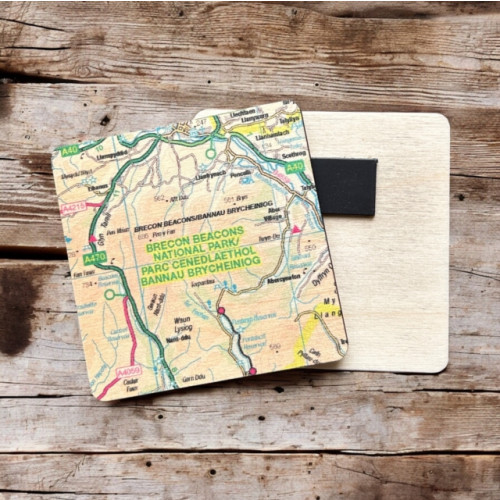 The Sugar Shed OS Map Wooden Square Magnet - Brecon Beacons National Park