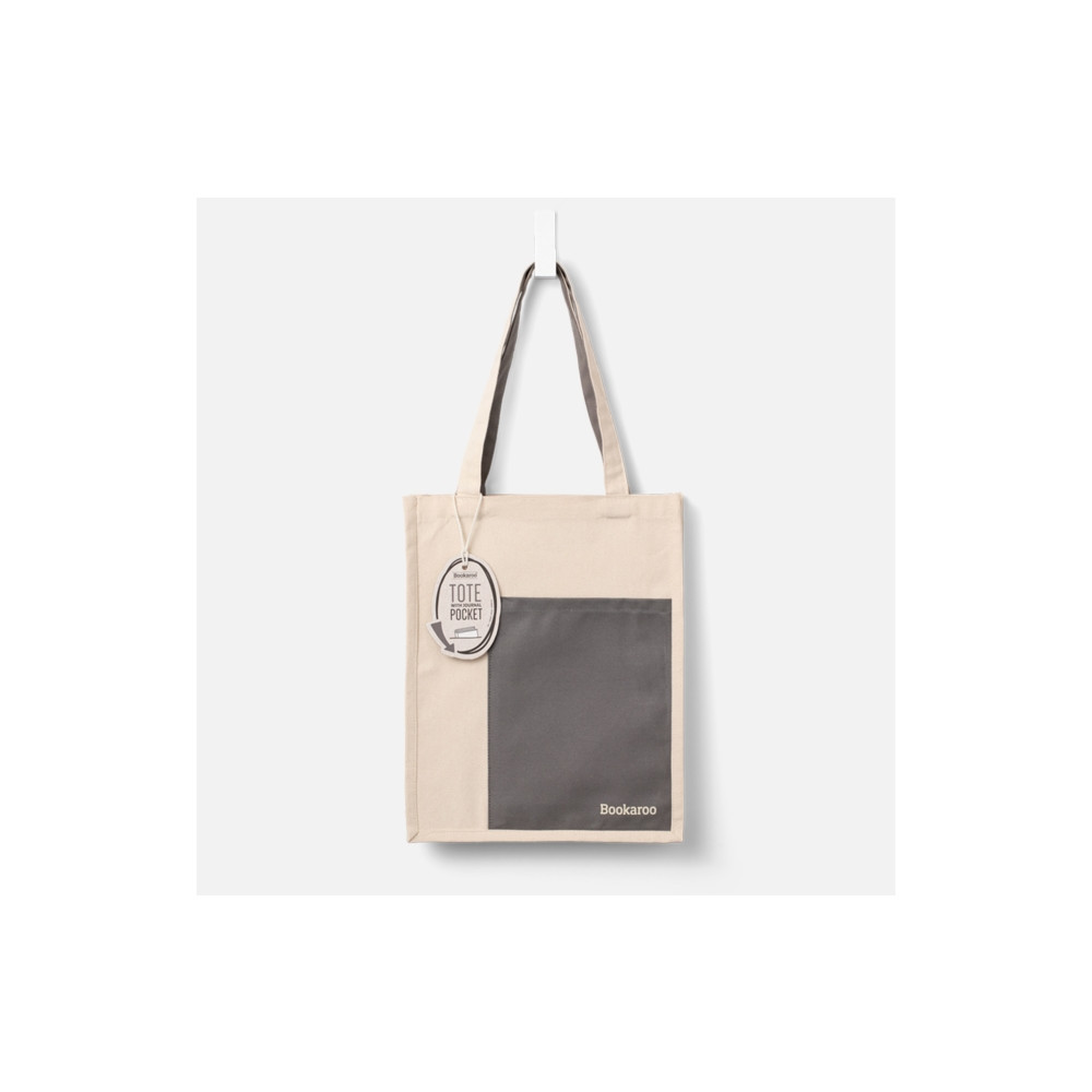 Produktbild för Bookaroo Tote Bag - Charcoal & Cream