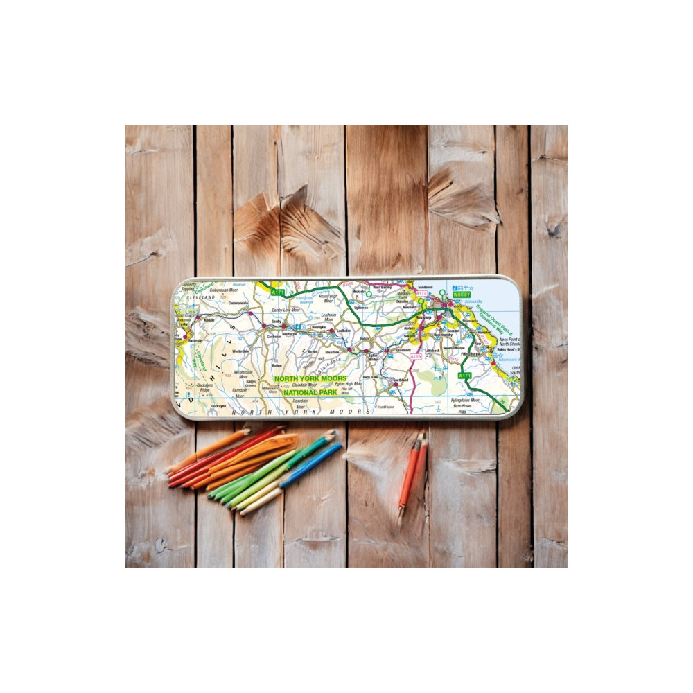 Produktbild för OS Map Metal Pencil Tin - North York Moors National Park