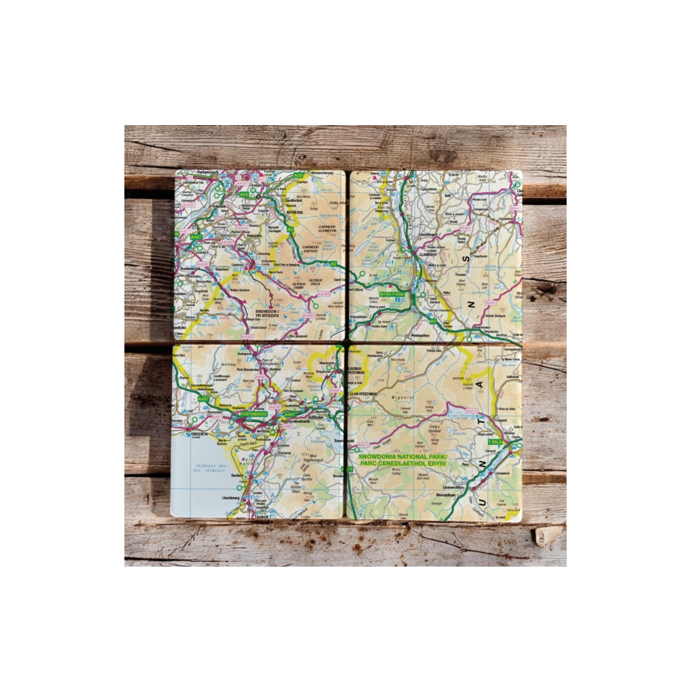 Produktbild för OS Map Ceramic Four Coaster Set - Snowdonia National Park