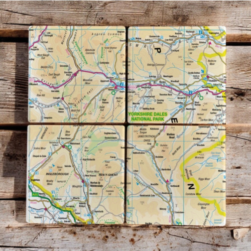 The Sugar Shed OS Map Ceramic Four Coaster Set - Yorkshire Dales National Park