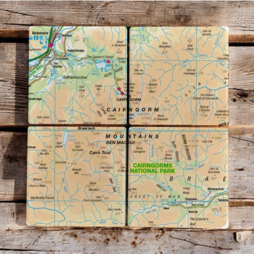 The Sugar Shed OS Map Ceramic Four Coaster Set - Cairngorms National Park