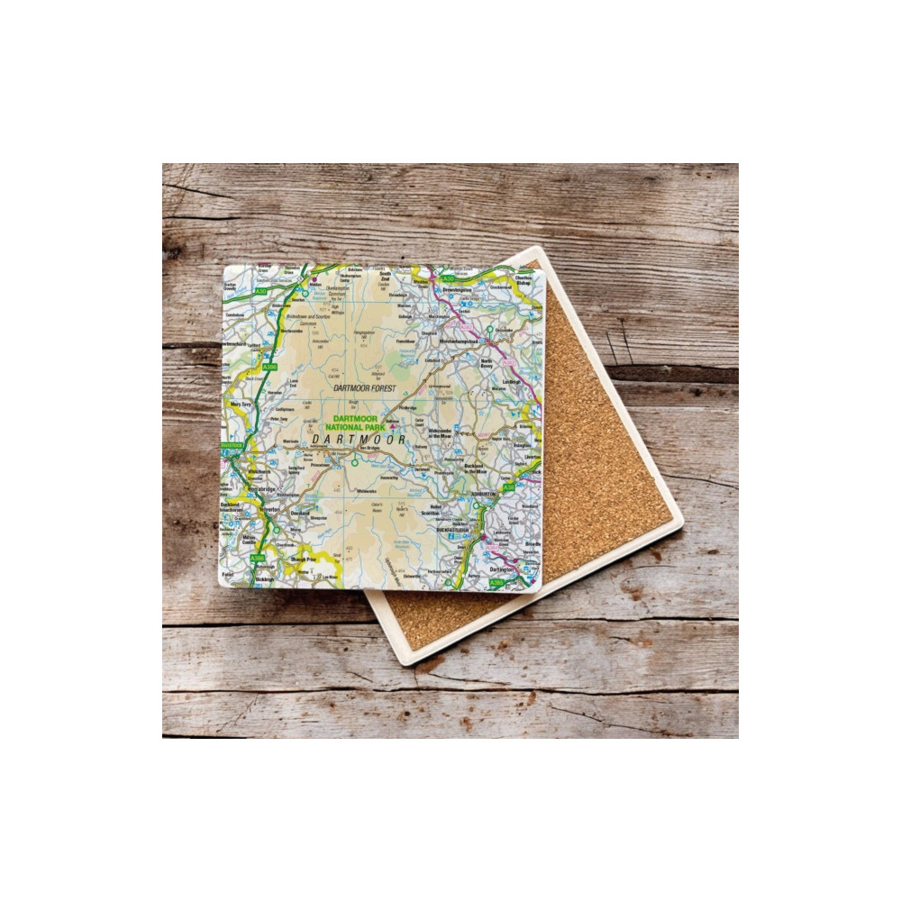 Produktbild för OS Map Ceramic Single Coaster - Dartmoor National Park