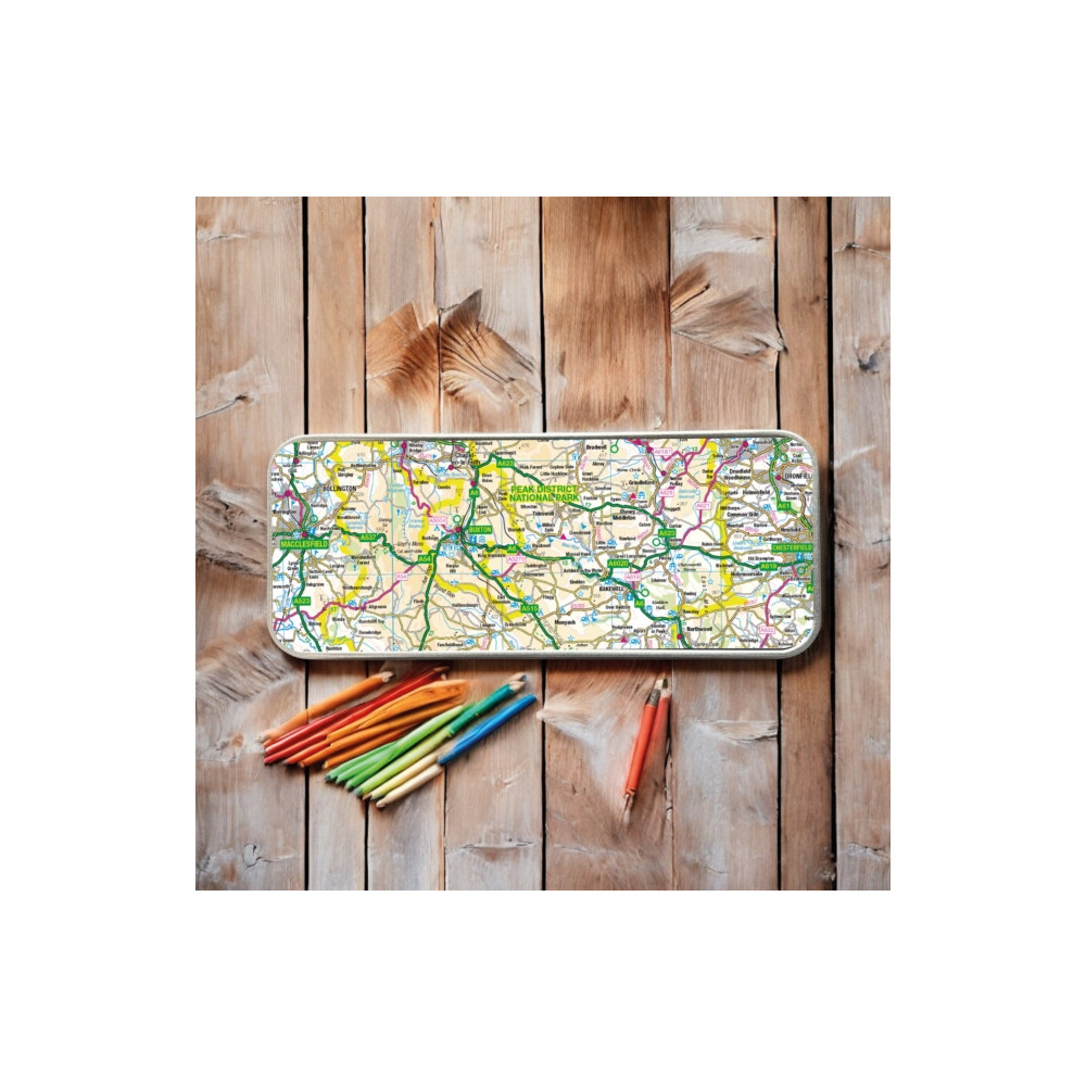 Produktbild för OS Map Metal Pencil Tin - Peak District National Park