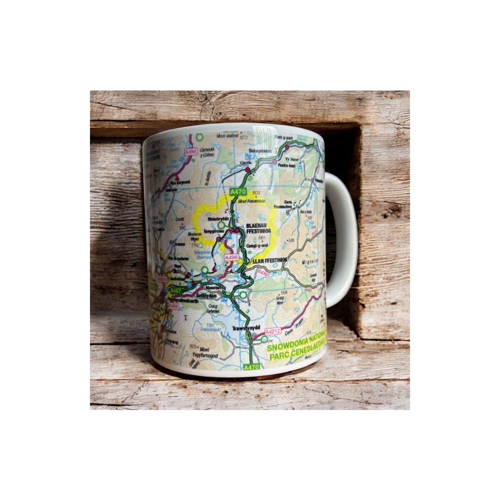 Produktbild för OS Map Ceramic Mug - Snowdonia National Park