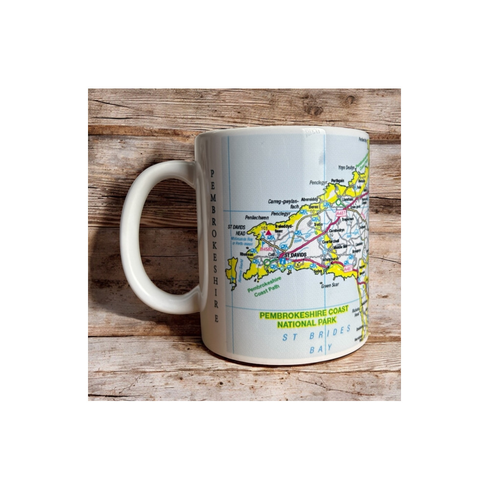 Produktbild för OS Map Ceramic Mug - Pembrokeshire Coast National Park
