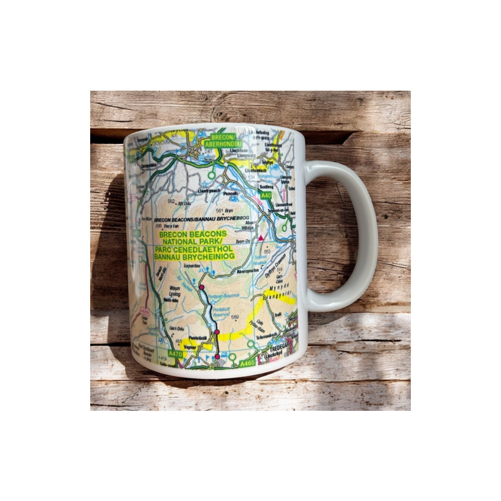 Produktbild för OS Map Ceramic Mug - Brecon Beacons National Park