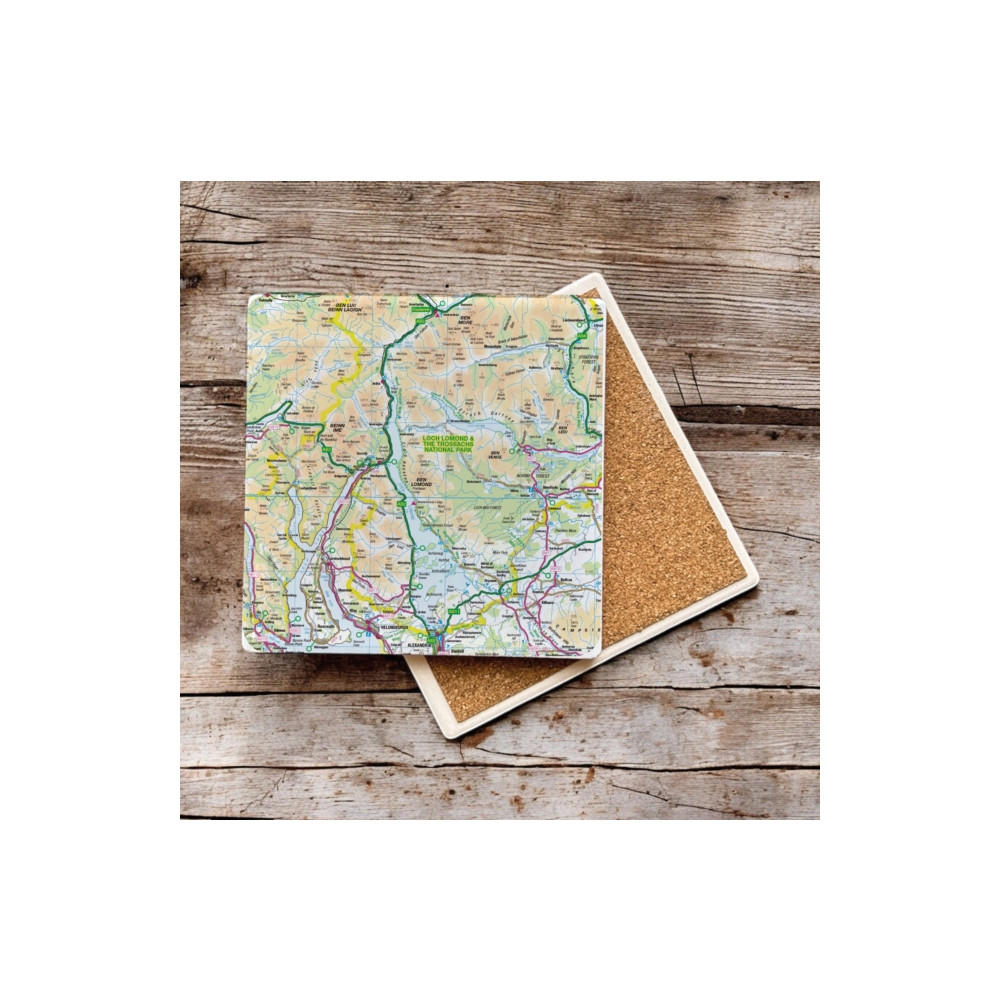 Produktbild för OS Map Ceramic Single Coaster - Loch Lomond and The Trossachs National Park
