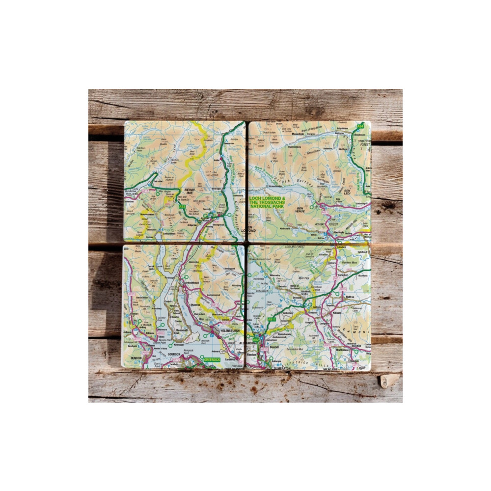 Produktbild för OS Map Ceramic Four Coaster Set - Loch Lomond and The Trossachs National Park