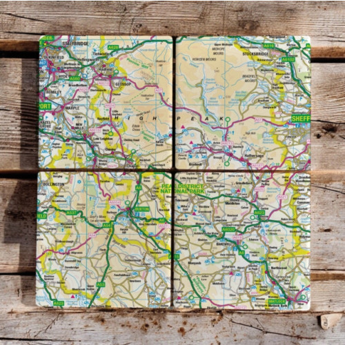 The Sugar Shed OS Map Ceramic Four Coaster Set - Peak District National Park