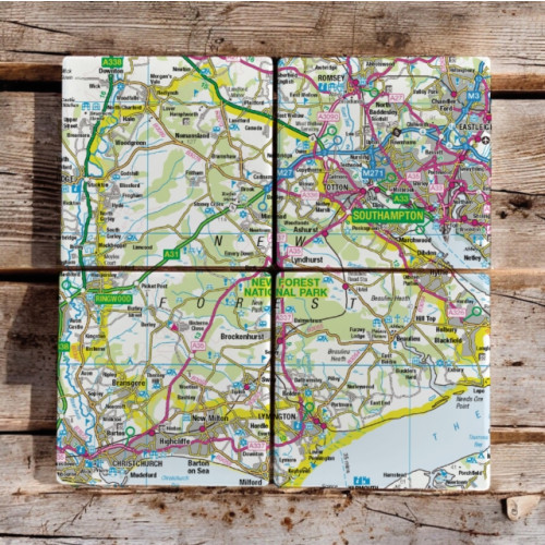 The Sugar Shed OS Map Ceramic Four Coaster Set - New Forest National Park