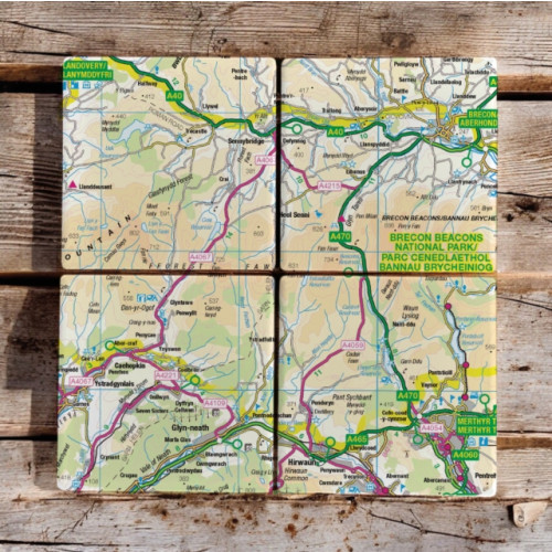 The Sugar Shed OS Map Ceramic Four Coaster Set - Brecon Beacons National Park