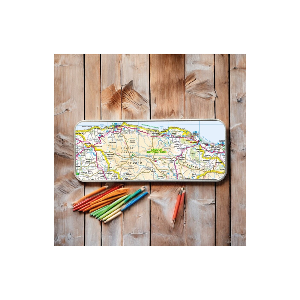 Produktbild för OS Map Metal Pencil Tin - Exmoor National Park