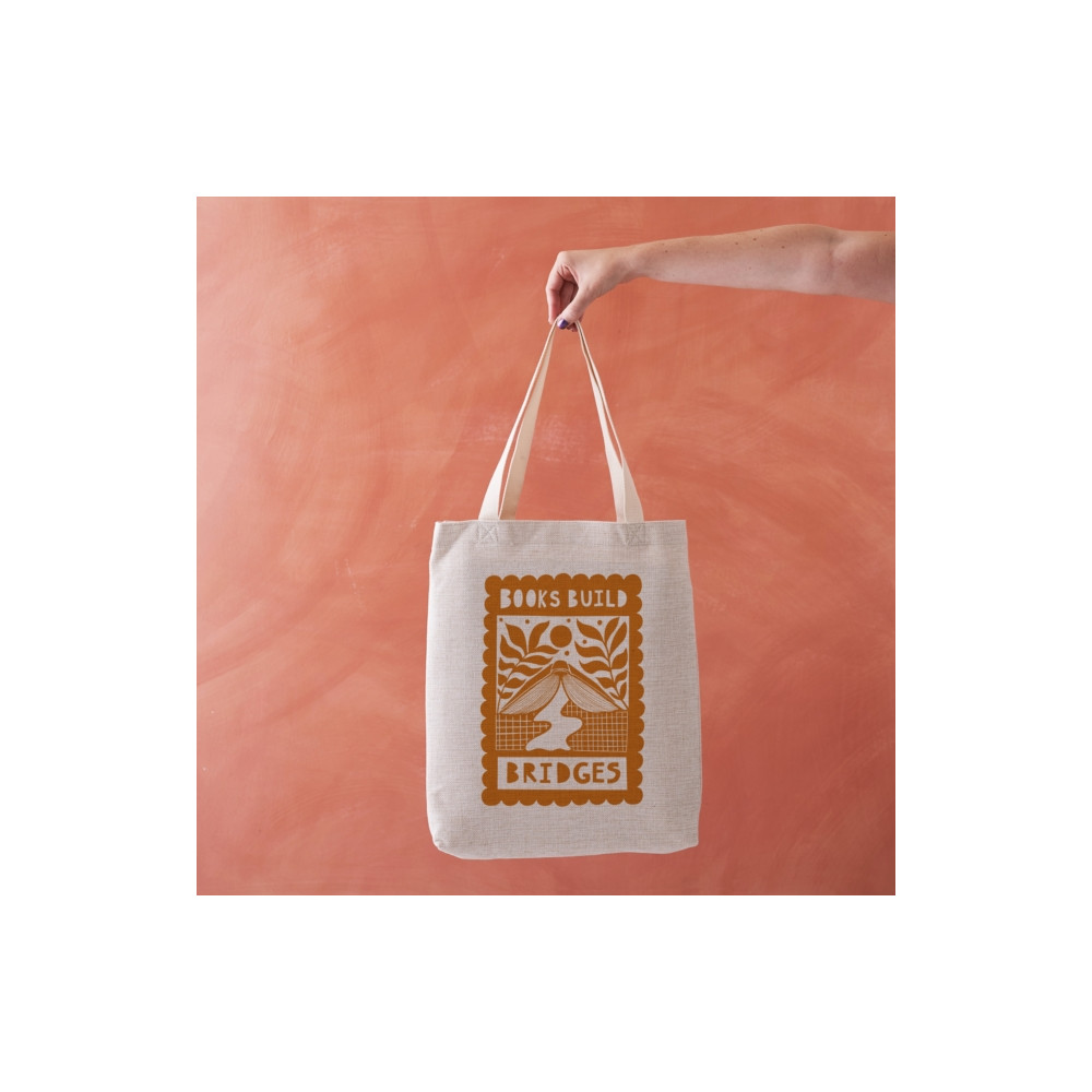 Produktbild för Books Build Bridges - Literary Tote Bag