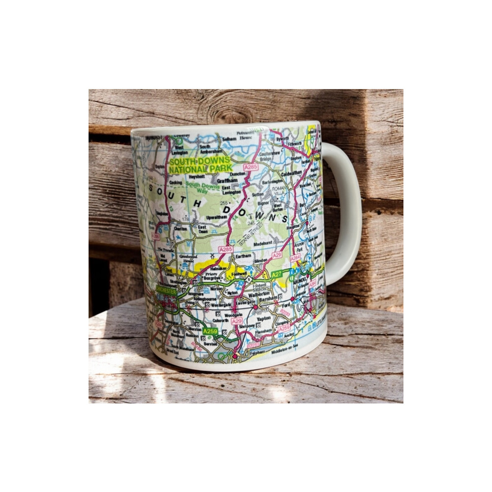 Produktbild för OS Map Ceramic Mug - South Downs National Park