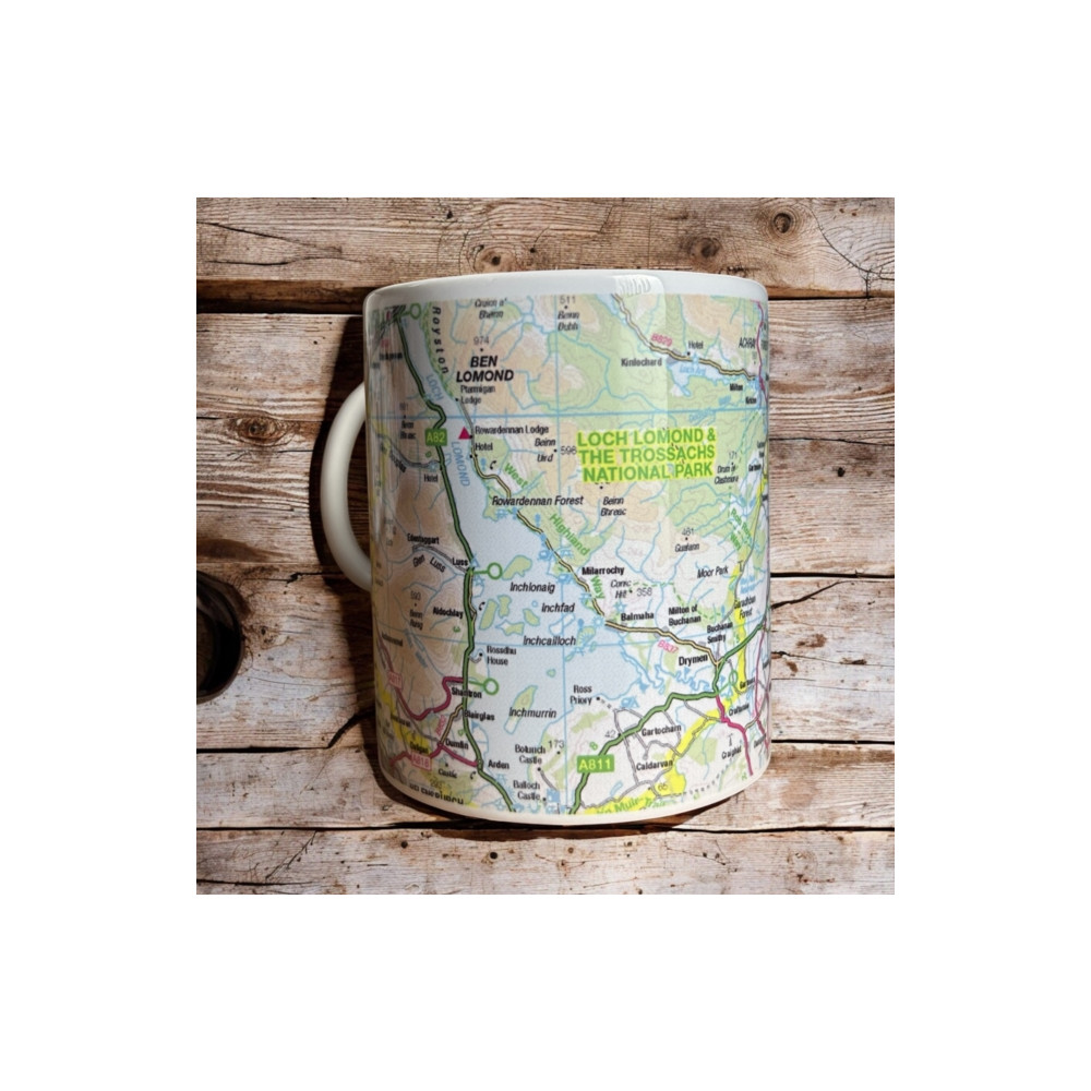 Produktbild för OS Map Ceramic Mug - Loch Lomond and The Trossachs National Park