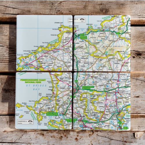 The Sugar Shed OS Map Ceramic Four Coaster Set - Pembrokeshire Coast National Park