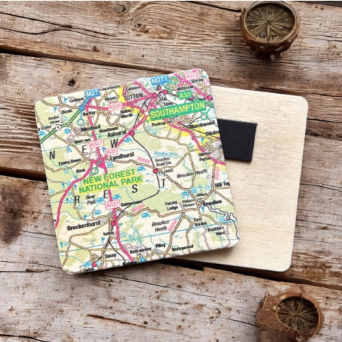 The Sugar Shed OS Map Wooden Square Magnet - New Forest National Park