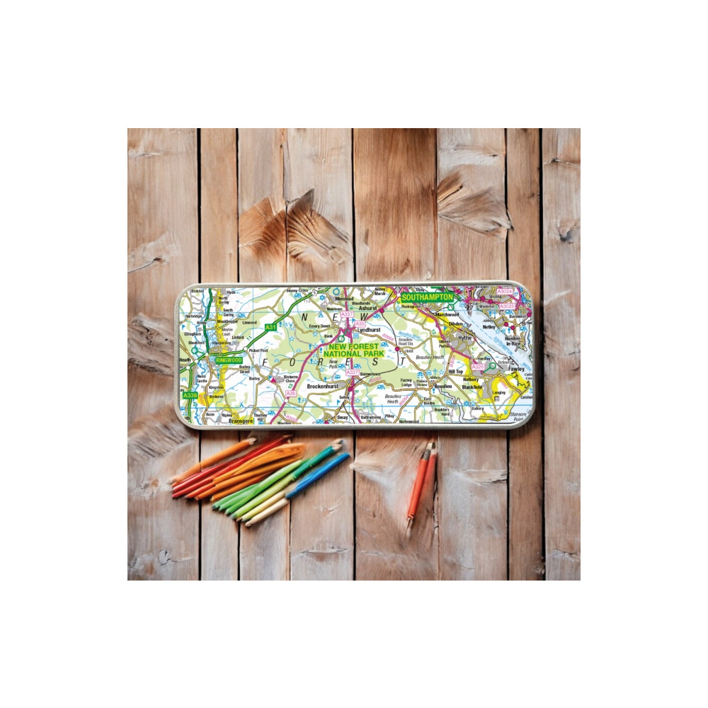 Produktbild för OS Map Metal Pencil Tin - New Forest National Park