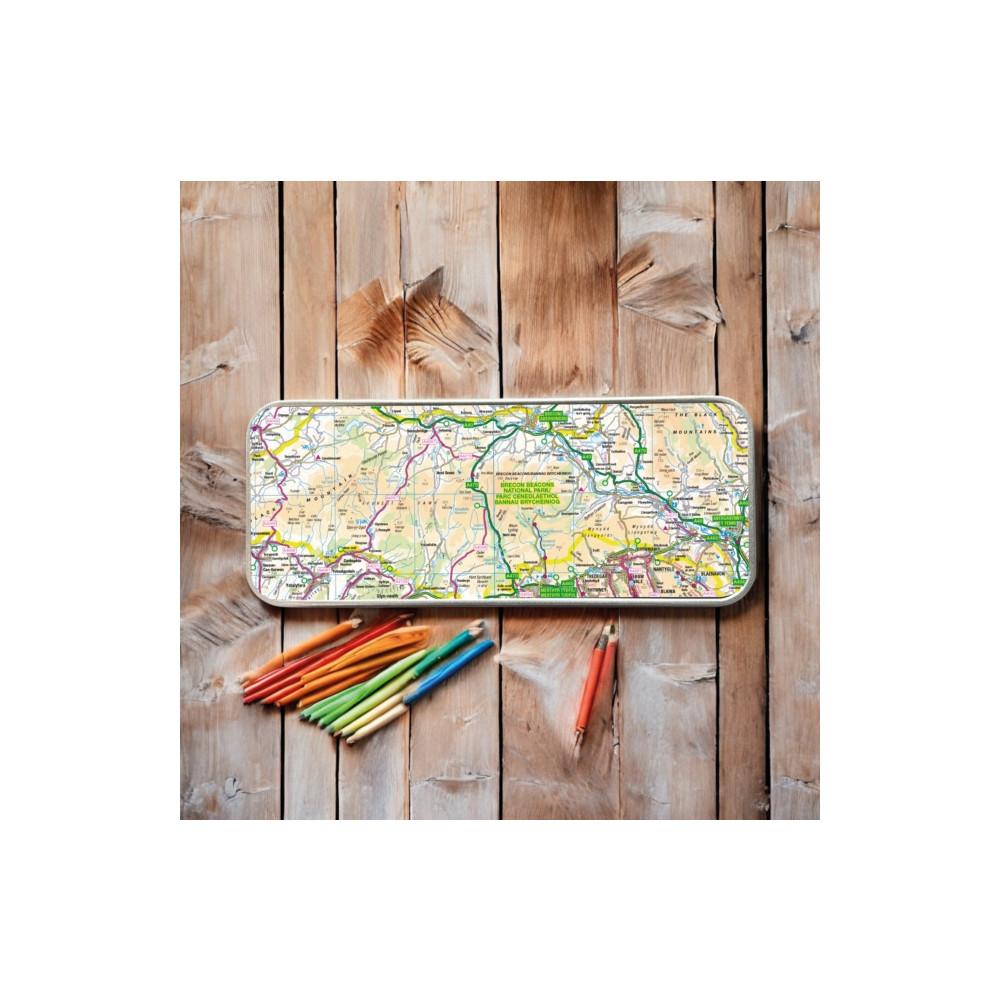 Produktbild för OS Map Metal Pencil Tin - Brecon Beacons National Park