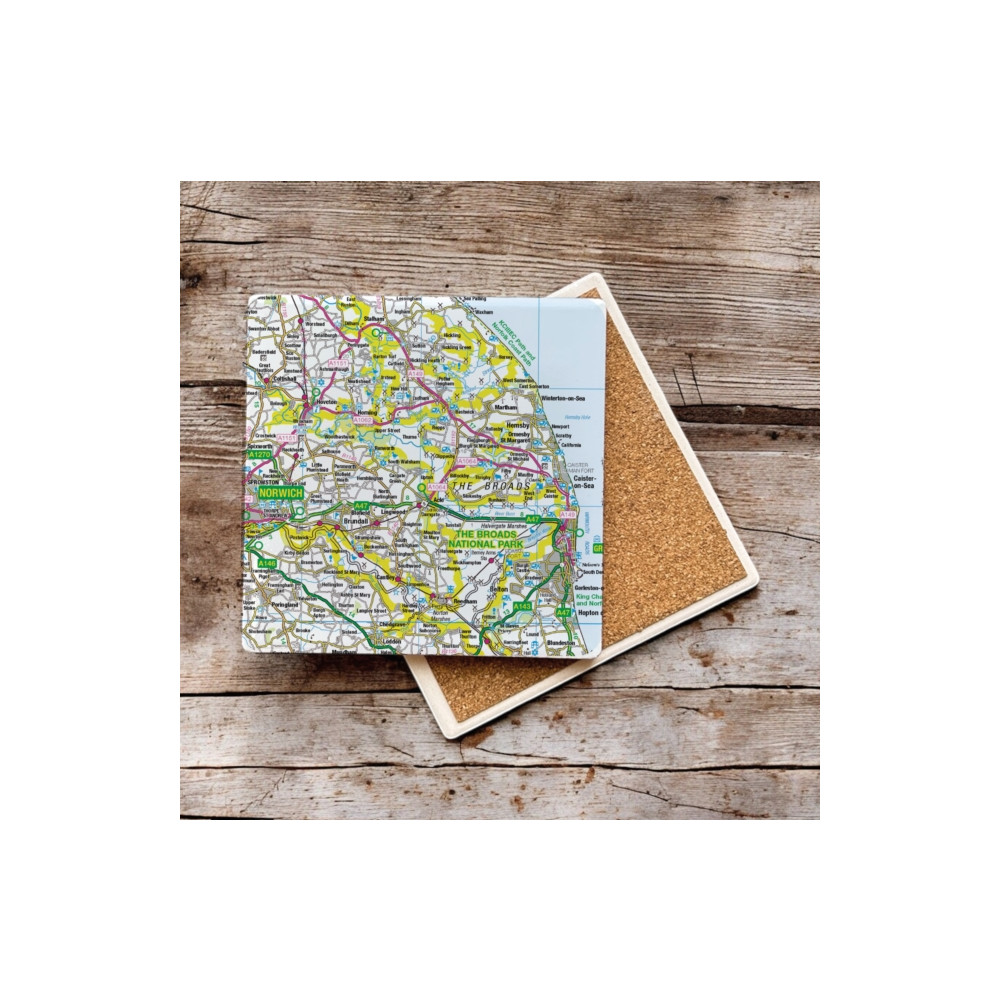 Produktbild för OS Map Ceramic Single Coaster - The Broads