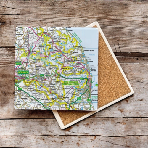 The Sugar Shed OS Map Ceramic Single Coaster - The Broads