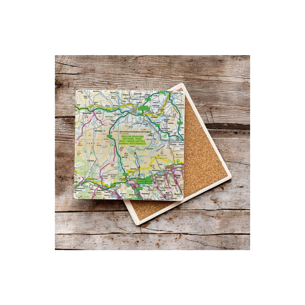 Produktbild för OS Map Ceramic Single Coaster - Brecon Beacons National Park