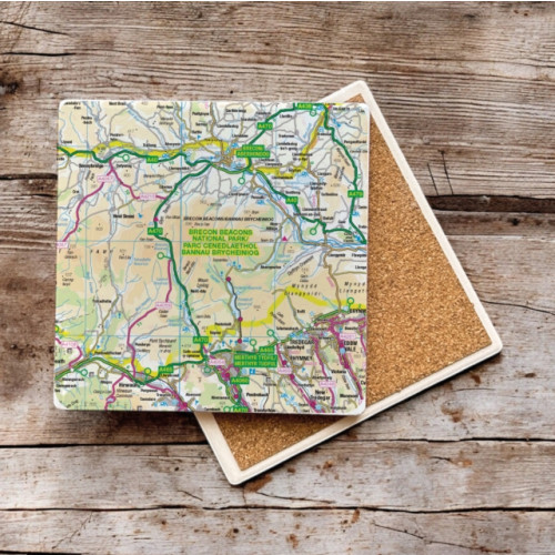 The Sugar Shed OS Map Ceramic Single Coaster - Brecon Beacons National Park