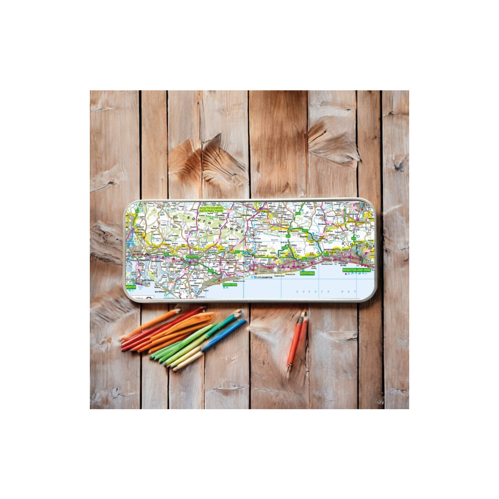 Produktbild för OS Map Metal Pencil Tin - South Downs National Park