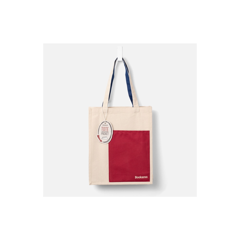 Produktbild för Bookaroo Tote Bag - Dark Red & Navy