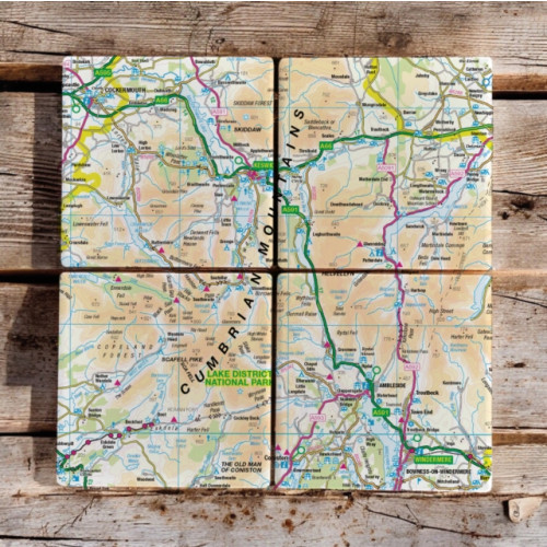 The Sugar Shed OS Map Ceramic Four Coaster Set - Lake District National Park