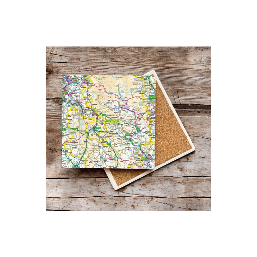 Produktbild för OS Map Ceramic Single Coaster - Peak District National Park