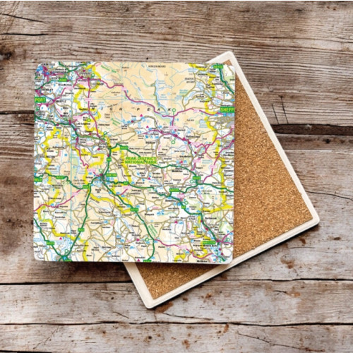 The Sugar Shed OS Map Ceramic Single Coaster - Peak District National Park