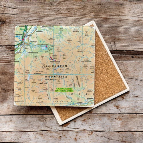 The Sugar Shed OS Map Ceramic Single Coaster - Cairngorms National Park