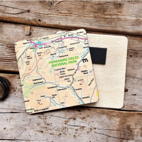 The Sugar Shed OS Map Wooden Square Magnet - Yorkshire Dales National Park