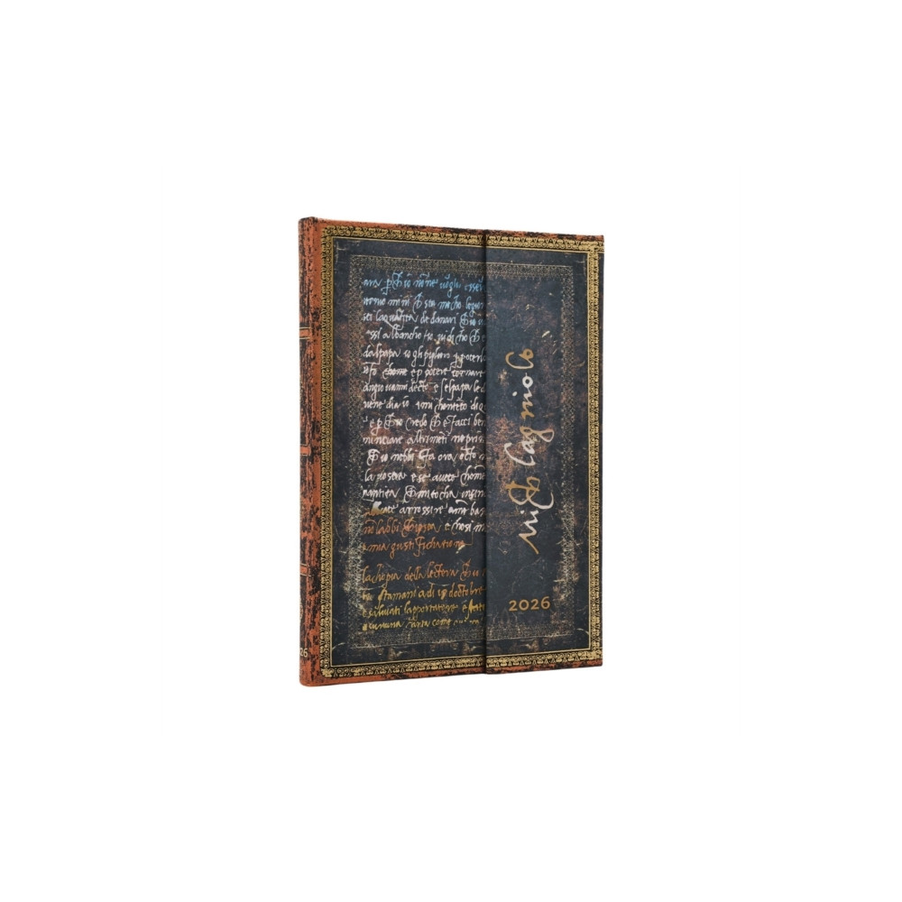 Produktbild för 2026 Michelangelo, Handwriting (Embellished Manuscripts Collection) Midi 12-month Vertical Hardcover Flexi Dayplanner 2026 (Wrap Closure) (inbunden, eng)