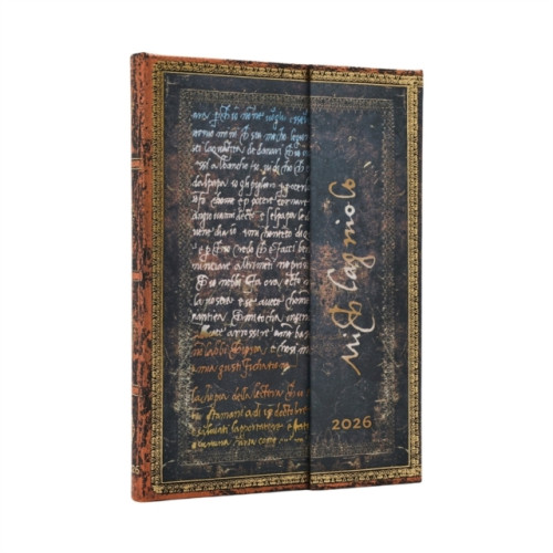 paperblanks 2026 Michelangelo, Handwriting (Embellished Manuscripts Collection) Midi 12-month Vertical Hardcover Flexi Dayplanner 2026 (Wrap Closure) (inbunden, eng)