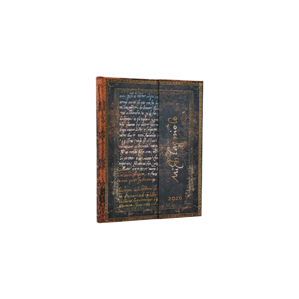 Produktbild för 2026 Michelangelo, Handwriting (Embellished Manuscripts Collection) Ultra 12-month Verso Hardcover Flexi Dayplanner 2026 (Wrap Closure) (inbunden, eng)