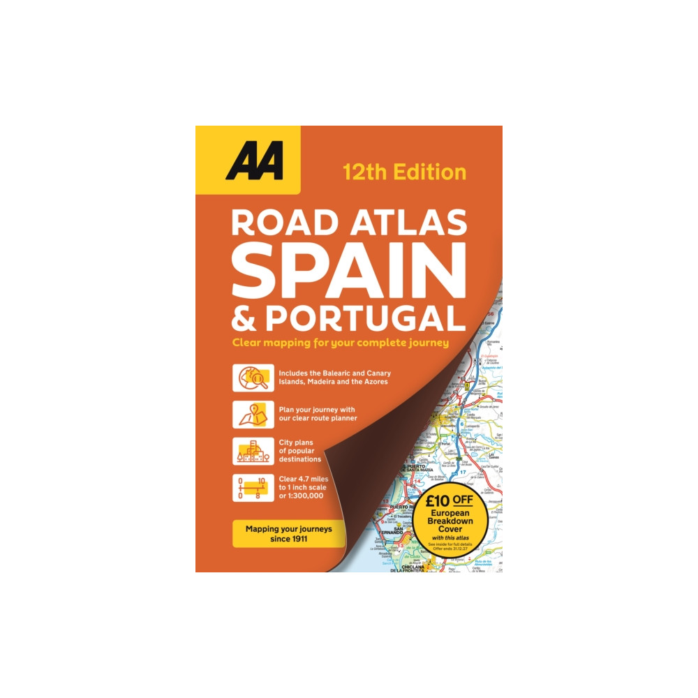 Produktbild för AA Road Atlas Spain & Portugal (häftad, eng)