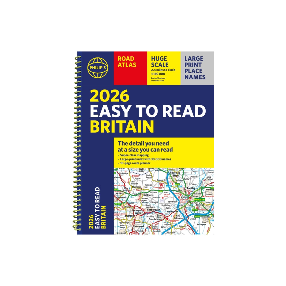 Produktbild för 2026 Philip's Easy to Read Road Atlas of Britain (bok, spiral, eng)