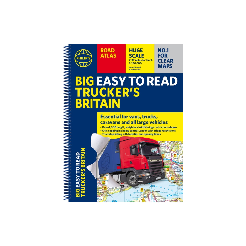 Produktbild för Philip's Big Easy to Read Trucker's Road Atlas Britain (bok, spiral, eng)