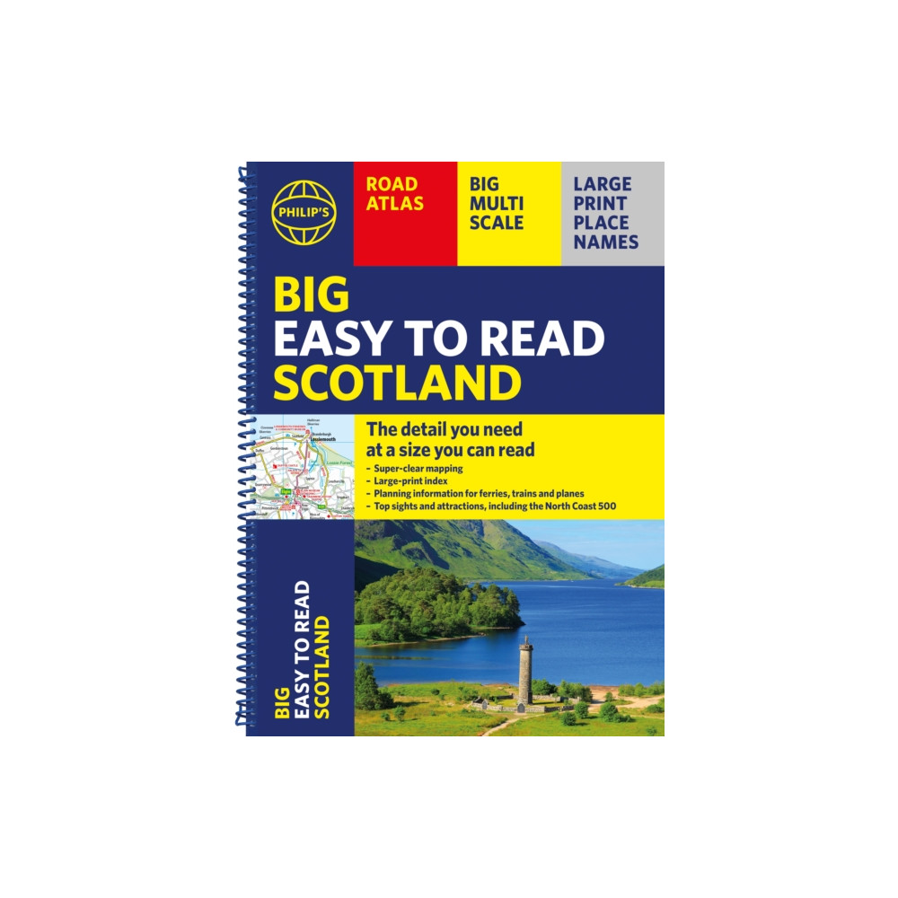 Produktbild för Philip's Big Easy to Read Scotland Road Atlas (Spiral A3) (bok, spiral, eng)