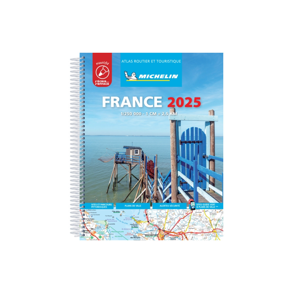 Produktbild för France 2025 - Tourist & Motoring Atlas Laminated Spiral (bok, spiral, fre)