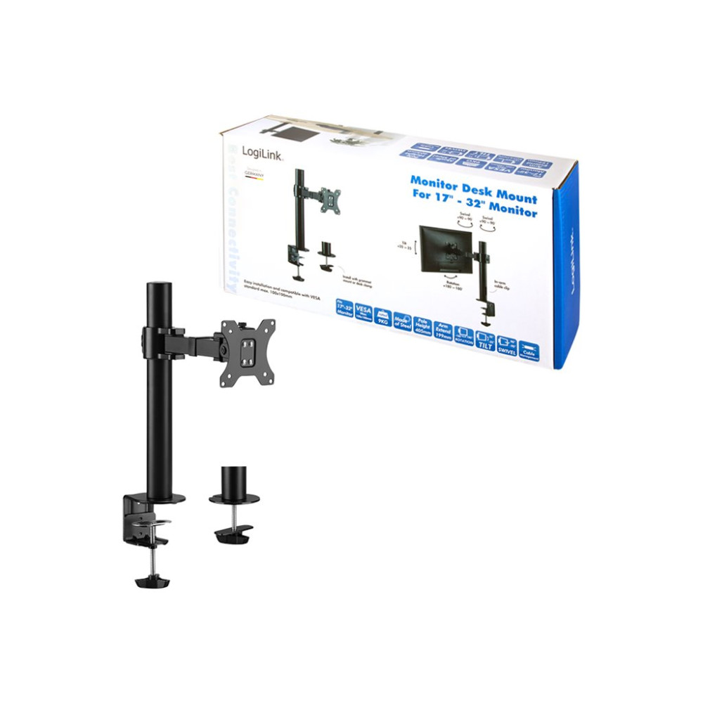 Produktbild för LogiLink monteringssats - justerbar arm - för LCD-display - svart