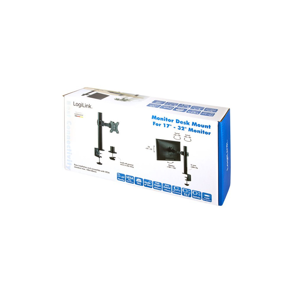 Produktbild för LogiLink monteringssats - justerbar arm - för LCD-display - svart