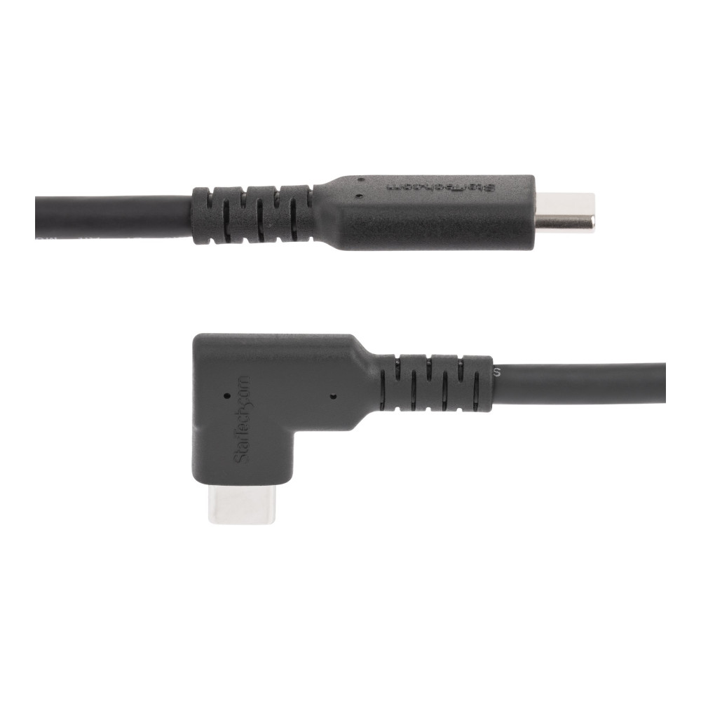 Produktbild för StarTech.com 6ft (2m) Rugged Right Angle USB-C Cable, USB 3.2 Gen 1 (5 Gbps), USB C to C Data Transfer Cable, 4K 60Hz DP Alt Mode, 100W Power Delivery - 90 Degree USB-C Cable (RUSB315CC2MBR) - USB typ C-kabel - USB-C till USB-C - 2 m